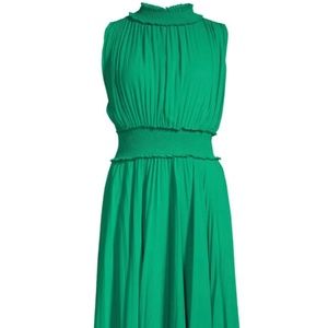 Nanette Lepore Pleated Shamrock Green Midi Sleeveless Dress